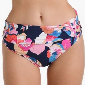 NWT La Blanca Shirred Banded Floral Print Bikini Bottom Size 12